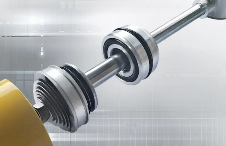 detalhe da guia e sistema de anéis e vedação dos amortecedor offshox de tecnologia de amortecedoresmonotubo