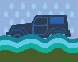Ilustração mostrando veículo off-road dentro da água