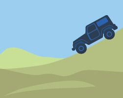 Ilustração mostrando veículo off-road em cima das dunas