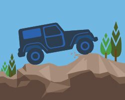 Ilustração mostrando veículo off-road em pedras